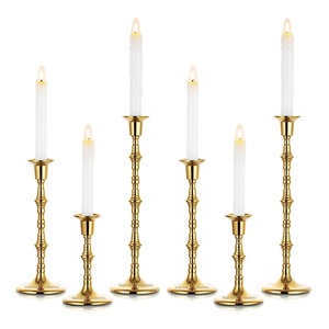 Bougeoir conique en métal de style luxueux pour la maison et la table de Noël Ensemble de bougies décoratives plaquées or - Product Image 4