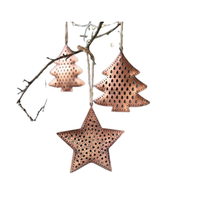 Decoración exclusiva para árbol de Navidad, cobre, hierro, Metal grande, Estrella y árbol en forma de adorno colgante de lujo, diseño moderno personalizado - Product Image 1