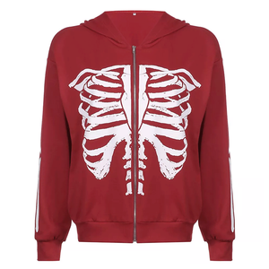 Casual Skeleton Print Purple Men Hoodies Workout Top Fashion Zipper Hoodie Coat Cotton Blended <b>Hip</b> Hop Hooded Basics Top - Product Image 5