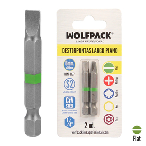 Destorpuntas Largo Plano 6 mm. (2 Pezzi) Acciaio S2 al Cromo Vanadio - Product Image 1