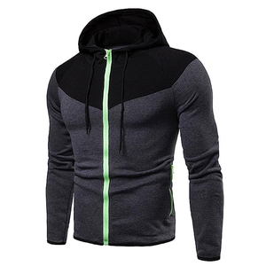 Sweats à capuche pour hommes Sweats à fermeture éclair Pulls à poche Slim Couleur Fit Sweats à capuche pour hommes Cardigans à fermeture éclair Patchwork d'automne pour hommes - Product Image 4