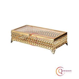 Luxury attractive antique design rectangular box <b>storage</b> jewellery box handmade metal decorative ring necklace box - Product Image 1