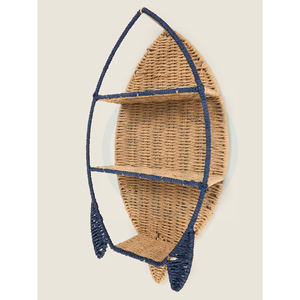 Article populaire Décoration murale fusée en jonc de mer tissée à la main Étagère murale mignonne pour chambre de bébé Étagère fusée en jonc de mer pour rangement de jouets - Product Image 2