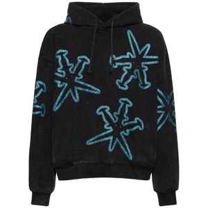 Sudadera con capucha personalizable OEM Streetwear con logotipo de diamantes de imitación brillantes Otoño Invierno Impresión digital de ajuste de gran tamaño - Product Image 1