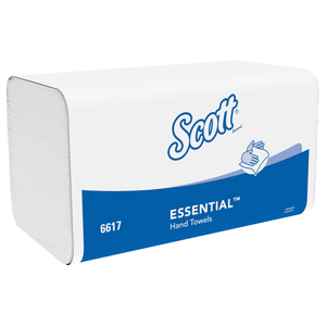 Asciugamani di carta Kimberly-Clark SCOTT®, 6617, bianchi, 21 x 20 cm, 1 strato, 15 pacchi da 340 asciugamani - Product Image 1