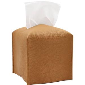 Porta Cajas de Pañuelos Cuadrado de Cuero, Cubierta Plegable para Caja de Pañuelos para Sala de Estar, Cocina, Dispensador de Servilletas de Cuero Hecho a Mano - Product Image 1