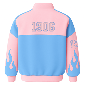 แจ็กเก็ตแข่งรถแกมม่า Phi Delta พร้อมซิปปิดเสื้อแจ็กเก็ตผ้าฝ้ายคุณภาพสูงเสื้อแจ็คเก็ตนักแข่งรถไฟตามสั่ง - Product Image 2