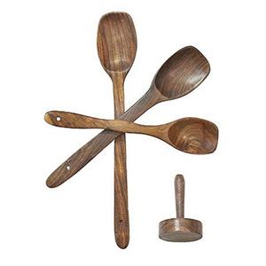 Set Of 4 <b>Wood</b> Food <b>Cooking</b> <b>Spoon</b> Set Customized Size And Shape <b>Cooking</b> <b>Spoon</b> Set With Masher For Kitchen Use - Product Image 1