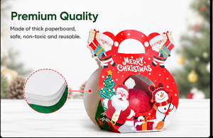 Custom <b>Christmas</b> Gable Treat <b>Boxes</b> with Bow Handle Green Red Full Color Printed Party Favor Candy Gift Packaging Wholesale - Product Image 5