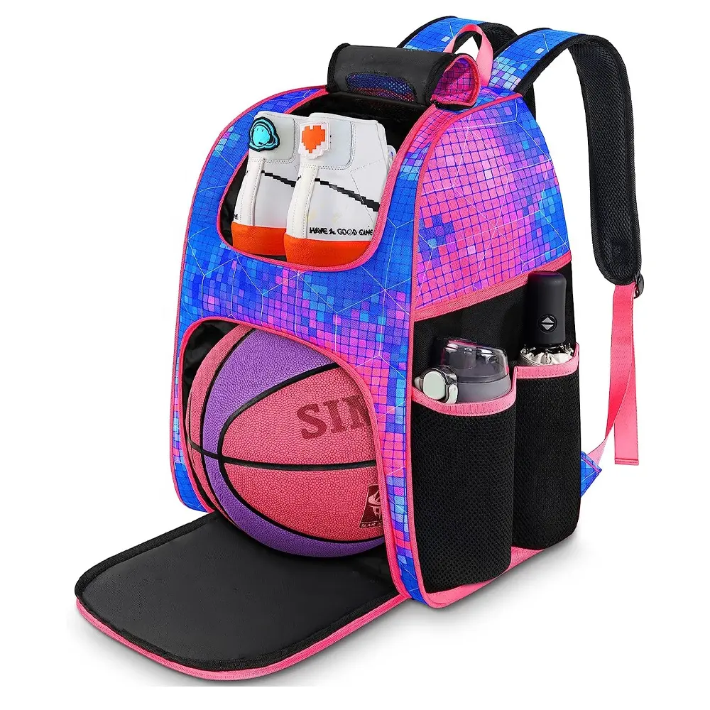 Sublimated basquete futebol saco com bola titular sapato compartimento basquete mochila para equipamentos de treinamento esportes bolas sacos