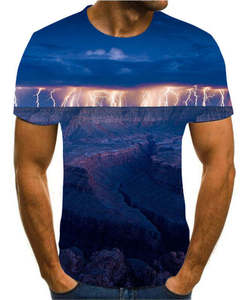 Camiseta con estampado 3D personalizada para hombre, efecto de luces 3D, tela de poliéster de sublimación de manga corta transpirable de secado rápido de alta calidad - Product Image 5