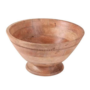 Cuenco tallado a mano de madera de Acacia de diseño NATURAL y rústico, decoración de encimera de cocina rústica, cuenco de Pedestal decorativo para centros de mesa - Product Image 4