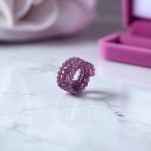 Tiny Amethyst Gemstone Beads <b>Ring</b> - Handmade Spiral Design <b>Ring</b> - Gift for Women - Gemstones <b>Ring</b> - Product Image 4