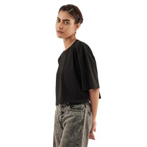 Top corto, camisas de gran tamaño para mujer, ropa de calle, Top corto de manga corta para mujer, camiseta de verano de mezcla de algodón estampado con logotipo personalizado - Product Image 3