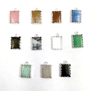 Pendentifs Rectangle Opale Rose 16x12mm Zig Zag Bord Tranche Charmes Or Électrolytique pour Enfants Prix de Gros - Product Image 3