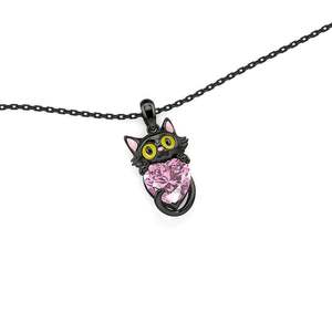 Jeulia Hug Me Custom Birthstone Black <b>Cat</b> Pendant <b>Necklace</b> - Product Image 3