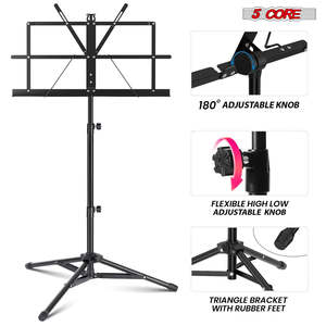 5 Core Music <b>Stand</b> Adjustable 57 <b>Desktop</b> Book <b>Stands</b> Sheet Holder All Metal Portable Bookstand - Product Image 2