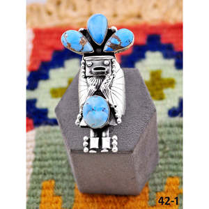 Bague ajustable artisanale Southwest avec turquoise Golden Hills et sertissage en argent sterling – Cadeau - Product Image 2
