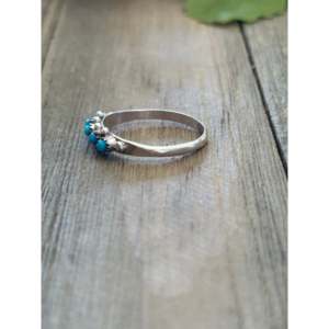 Sterling Silver <b>Turquoise</b> Inlay <b>Ring</b> Vintage Statement Jewelry <b>Gold</b> Plated Gift for Her - Product Image 3
