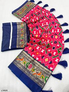 Chemisier en soie au Design moderne et traditionnel indien, Patola, paitani, Saree et dora, avec feuille de travail, achats en ligne, inde - Product Image 6