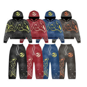 Confortable haute qualité respirant Streetwear à capuche hommes survêtements léger 100% coton vêtements de course - Product Image 4