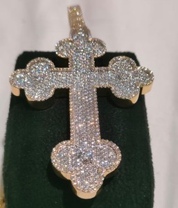 Colgante de Cruz Personalizado de Plata de Ley 925 con Certificado IGI, Chapado en Oro de 14k y 18k, Joyería Fina Hip Hop, Diamante Moissanita VVS para Hombre - Product Image 2