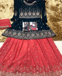 Venta caliente tradicional étnico indio paquistaní Lehenga & Dupatta Set Georgette con bordado trabajo completo costura fiesta desgaste - Product Image 6