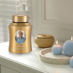 Foto personalizada pequeñas urnas de cremación para cenizas humanas recuerdo urna imagen de acero inoxidable Mini urnas personalizadas para oro humano - Product Image 5