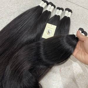 Pelo doble de la mejor calidad, pelo Natural liso, color negro, vietnamita, extremo grueso - Product Image 2