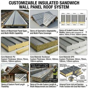 Panel Sándwich <span class=keywords><strong>de</strong></span> PU con Alta Tolerancia a la Humedad para Techos, Mercado <span class=keywords><strong>de</strong></span> Flores, Sala <span class=keywords><strong>de</strong></span> Subastas, Superficie Fácil <span class=keywords><strong>de</strong></span> Limpiar - Product Image 3