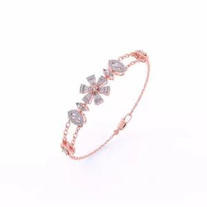 Floral <b>Charm</b> Diamond Bracelet With Multi Different color White/ Rose/ Yellow Gold Lab Grown Diamonds Hot Sale Fashion Jewelry - Product Image 1