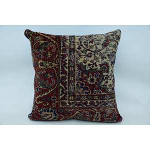 28x28 Inch Multicolor Paisley Patchwork Wool <b>Pillow</b> Vintage Woven Decorative Cushion - Product Image 1