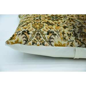 Almohada de lana beige de 28x28 pulgadas con estampado natural Kantha Patchwork Técnica tejida vintage - Product Image 4