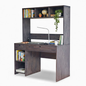 <b>Simple</b> Design 120x60x160cm Rubber Wood Computer Table FD68053 Integrated Bookshelf <b>Desk</b> with Drawer for Laptop Users - Product Image 1