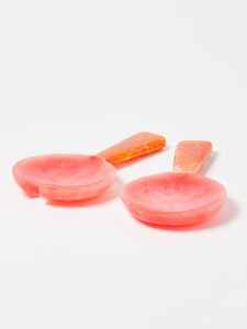 Ensemble de serveurs à salade en résine rose orange de haute qualité, cuillère en époxy, vaisselle de cuisine, buffet, mélange d'aliments, outil de traiteur, articles de couverts - Product Image 2