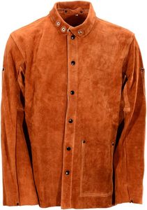 Chaquetas de soldadura de cuero dividido de vaca resistente de calidad superior Proveedor de chaquetas de seguridad resistentes al calor - Product Image 4