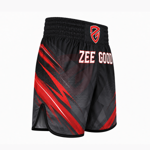 Shorts de boxe Muay Thai personnalisés avec logo, 100% polyester extensible, séchage rapide, respirant, léger, service OEM personnalisé sur le devant - Product Image 3