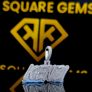 จี้ฮิปฮอปตัวอักษรของผู้ชายเครื่องประดับน้ำแข็งสีเงินโมอิสพร้อมตัวอักษรของคุณเองสำหรับเด็ก - Product Image 3