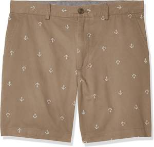 Short chino de 7 pouces pour homme, coupe classique, 100% coton, poches frontales à boutons et fermeture éclair à la taille et boutons à travers les poches passepoilées à l'arrière. - Product Image 1