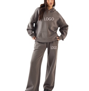 Survêtement décontracté pour femmes |   Ensemble de survêtement pour femme personnalisé en gros : Sweat à capuche oversize et pantalon de détente |   Sweat à capuche large L - Product Image 1