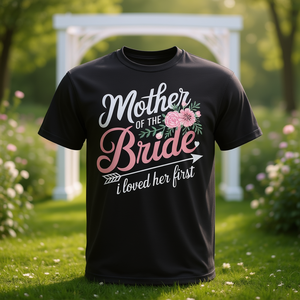 T-shirt 'I Loved Her First' per la madre della sposa, ideale per eventi promozionali - Product Image 3