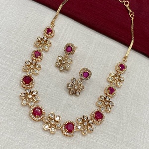 Traditional Look Luxury Moissanite Polki Necklace Set for Wedding and <b>Kundan</b> Bridal Fashion <b>Jewelry</b> For Women - Product Image 1