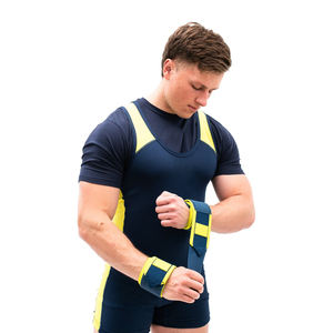 Muñequeras resistentes impresas personalizadas OEM y ODM Soporte de muñeca de levantamiento de pesas amarillo para gimnasio - Product Image 2