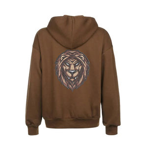 Sudadera cómoda de invierno 350 GSM para hombre con logotipo bordado Color marrón Ropa informal Sudadera con cremallera de lana - Product Image 2