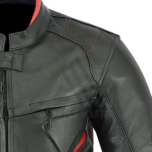 High Protection High Street Cow Skin Leather Waterproof Windproof Breathable <b>Mandarin</b> <b>Collar</b> Winter Motorcycle <b>Jacket</b> for Men - Product Image 5