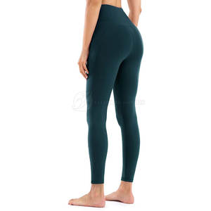 Wholesale New Style Hot Selling Factory Made Women Mid Waist Yoga <b>Leggings</b> Solid <b>Pattern</b> Low Price Trending Style - Product Image 3