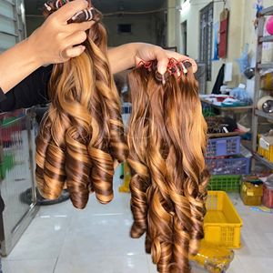 Bons produits de 100% Extensions de cheveux humains vietnamiens Bouncy Highlight Color Bundles pour faire des perruques - Product Image 5