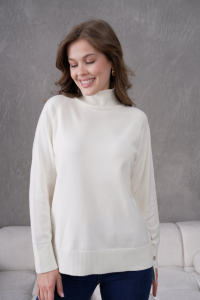 Women's Knitwear Turtleneck Tunic Breathable Button Detailed Custom OEM Service New Fashion High Quality Warm Long Back <b>Sweater</b> - Product Image 5