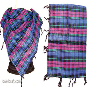 Stylish <b>Large</b> Square Checkered Twill Tassels <b>Scarf</b> Soft Warm Lightweight Knitted for Summer - Product Image 1