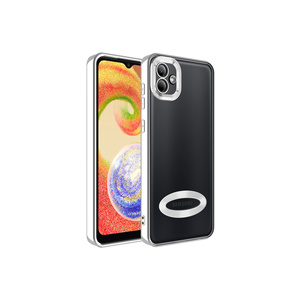 Étui de protection de luxe en silicone liquide électroplaqué avec logo révélateur pour appareil photo, série Omega, pour Samsung Galaxy A04, couleur noire - Product Image 2